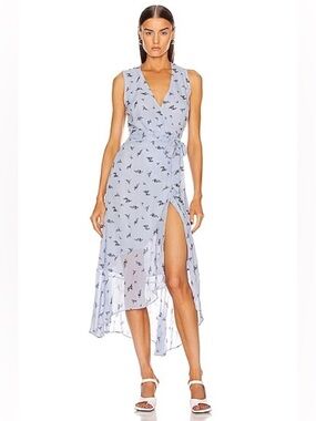 GANNI Printed Georgette Sleeveless Wrap Dress, Size 38 (US 6/8) Retail $520